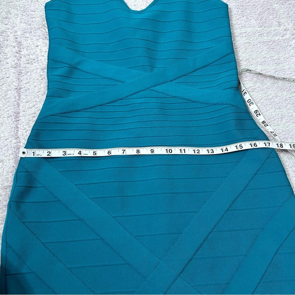 Dress the Population Teal Sleeveless Bandage Dress Bodycon Size Large - Picture 11 of 13